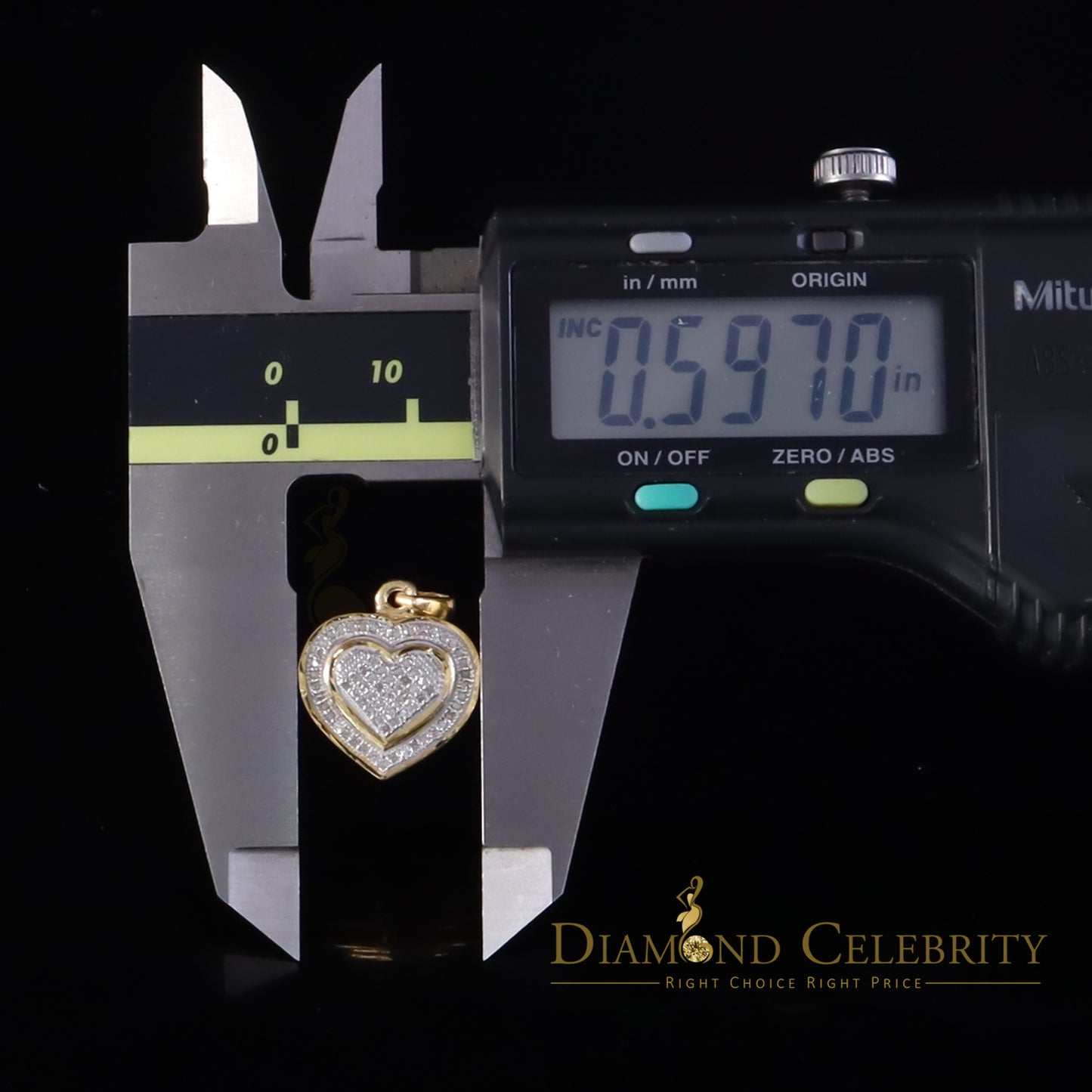 DiamondCelebritees Small Yellow Real 0.25ct Diamond 925 Silver double Heart Charm Necklace Pendant