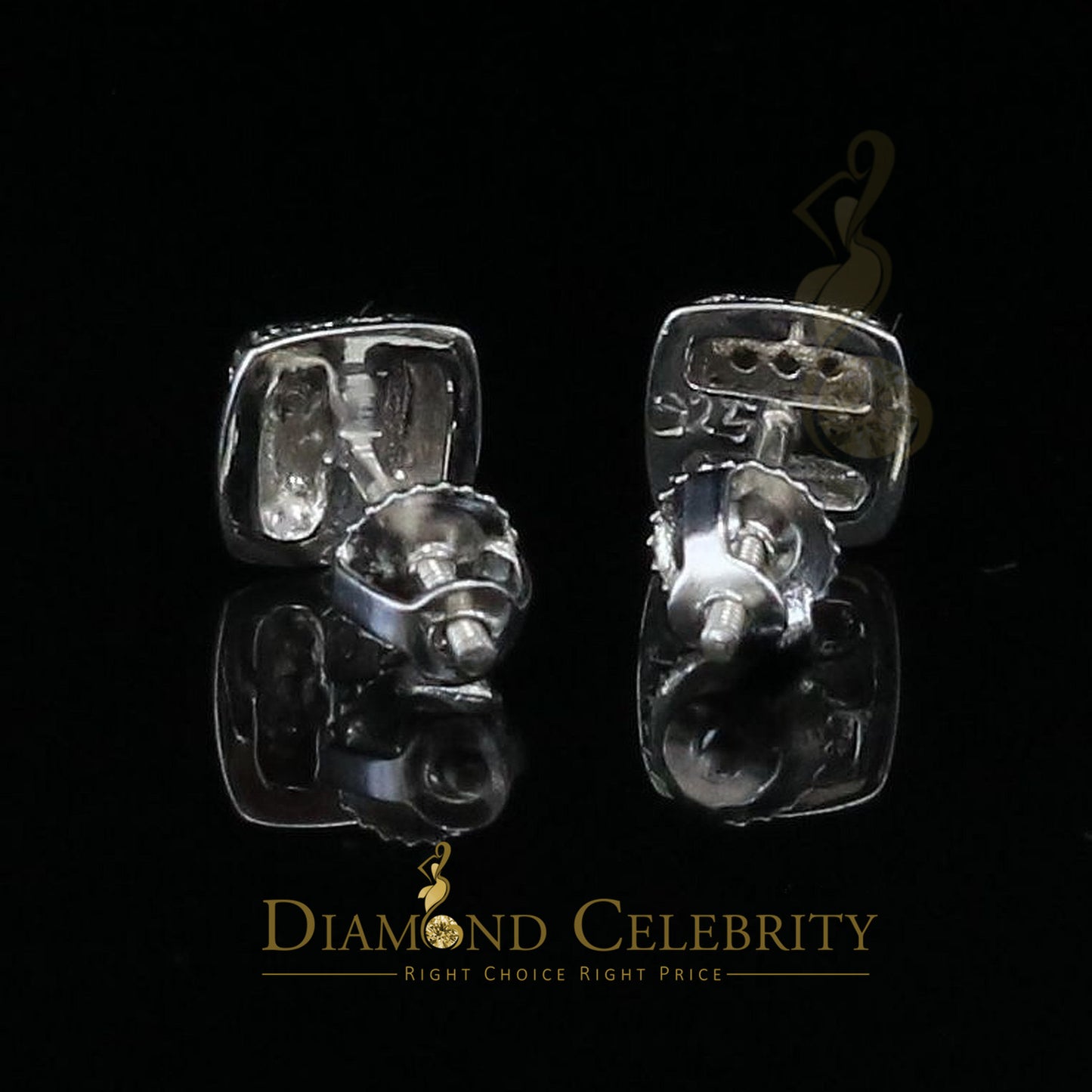 DiamondCelebritees 0.05ct Diamond Square Earrings For Women White 925 Sterling Silver Stud For Men