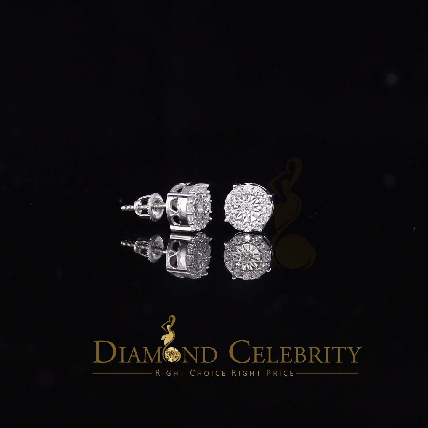 DiamondCelebritees White Silver 1.12ct Cubic Zirconia 925 Women's & Men's Hip Hop Square Earrings