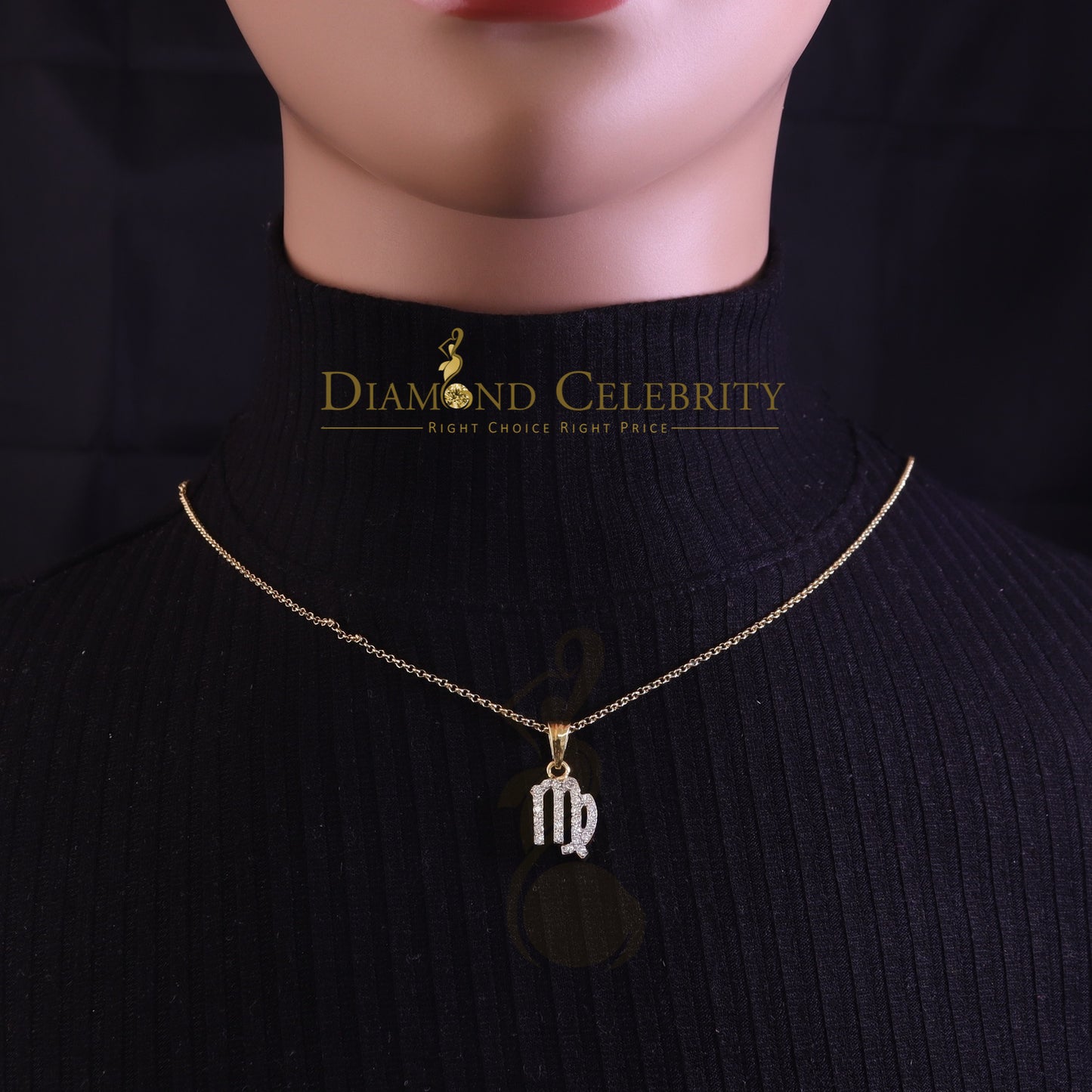 DiamondCelebritees 0.68ct Cubic Zirconia Silver Yellow VIRGO SEPTEMBER Month Pendant Men & Women
