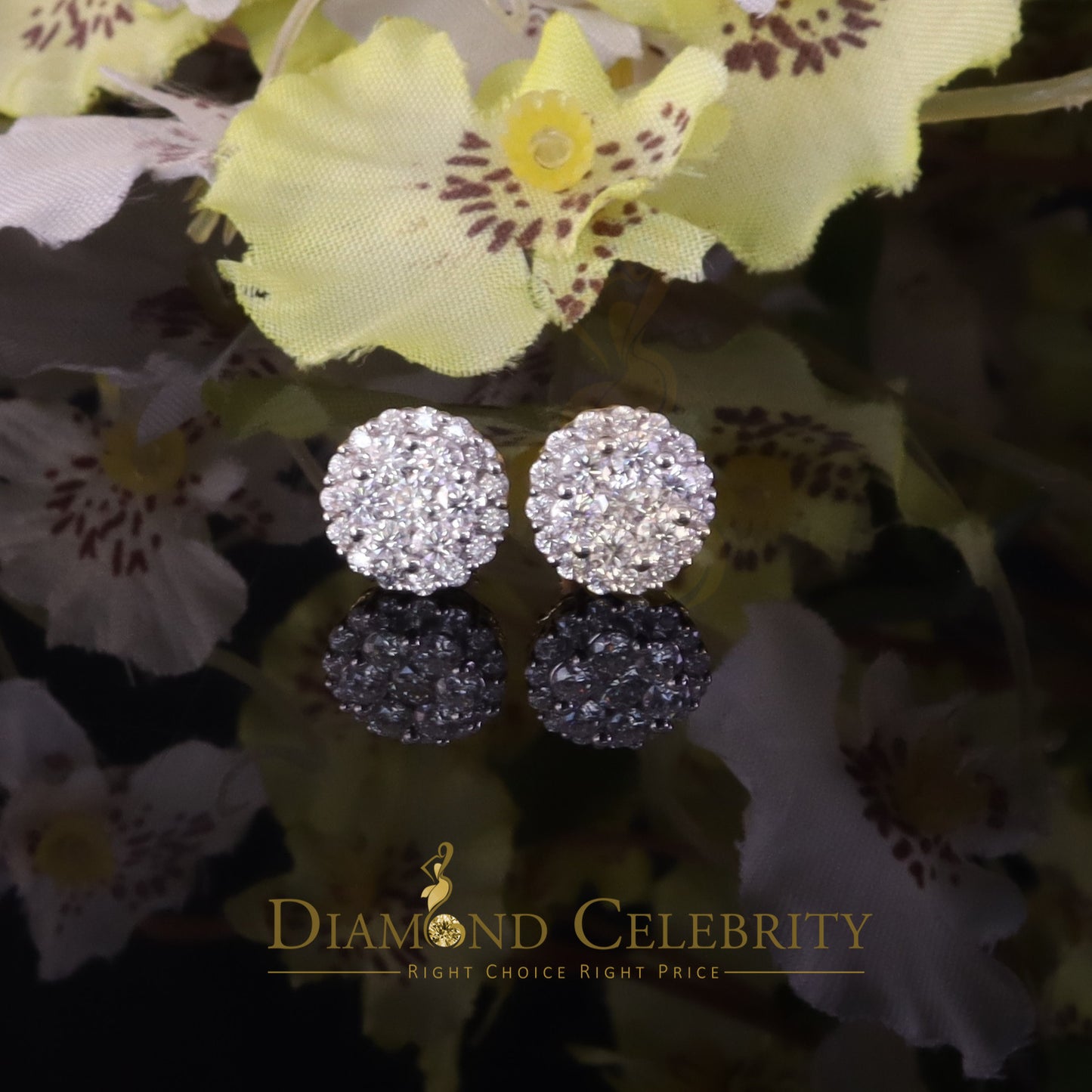 DiamondCelebritees Men's/Womens 925 Silver Yellow 1.33ct VVS 'D' Moissanite Round Stud Earrings