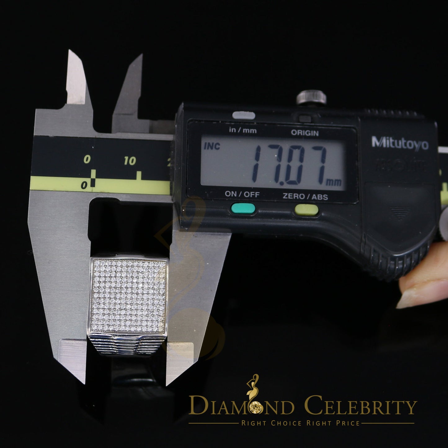 DiamondCelebritees 925 Silver White 1.70ct Cubic Zirconia Wide Square Cocktail Men's Ring Size 10