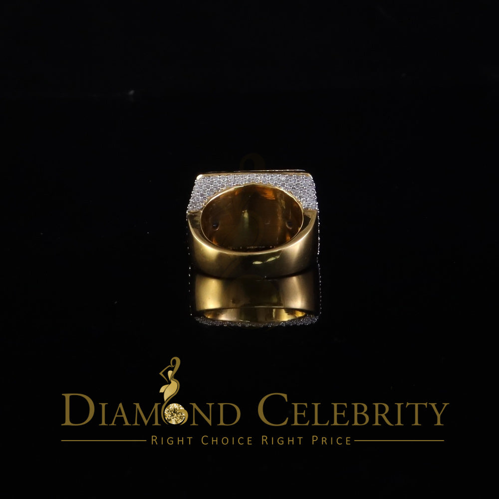 DiamondCelebritees 925 White Silver 6.50ct VVS 'D' Moissanite Rectangle Rings Size 10 for Men's