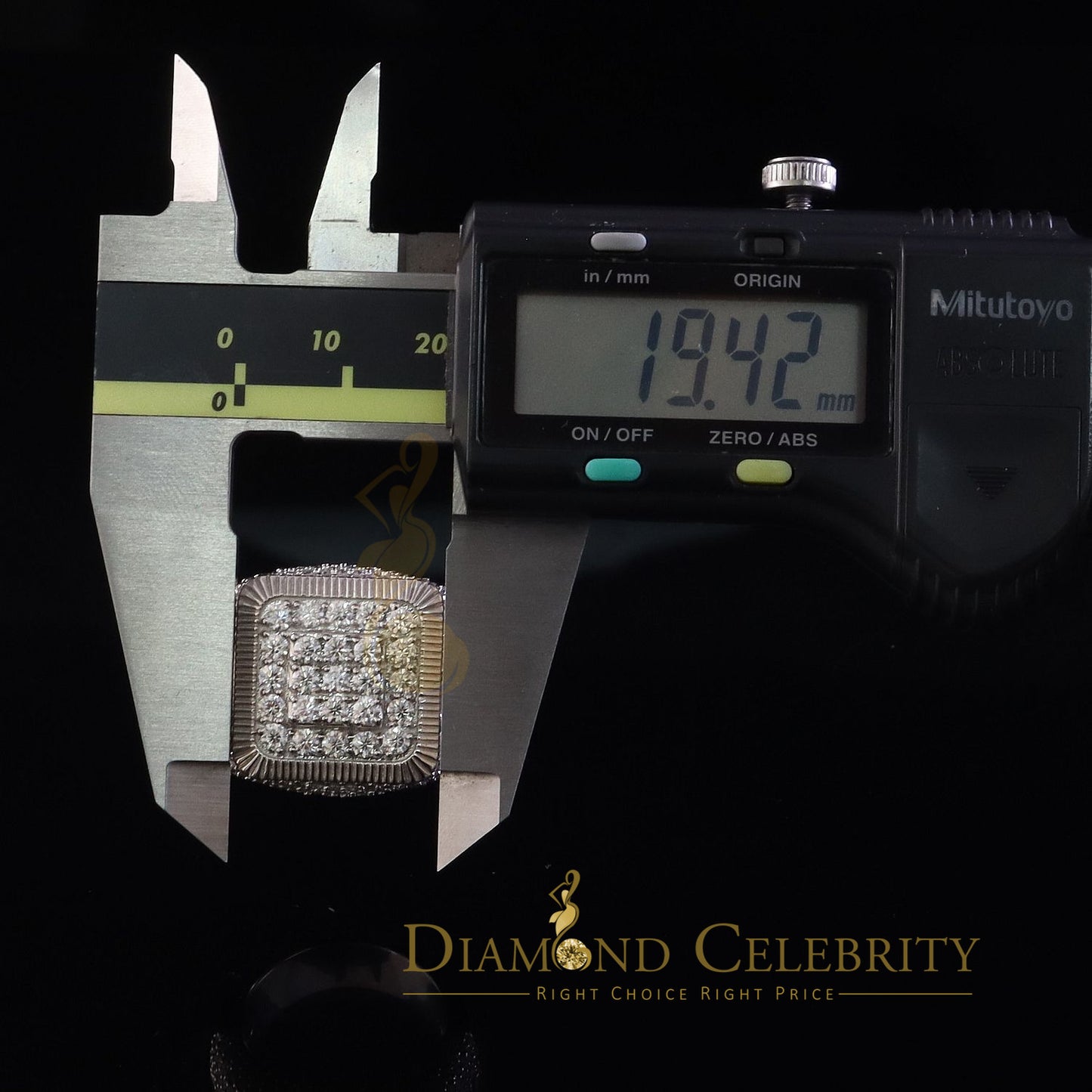 DiamondCelebritees Sterling 925 White Silver 6.50ct VVS 'D' Moissanite Square Rings SZ10 for Men's