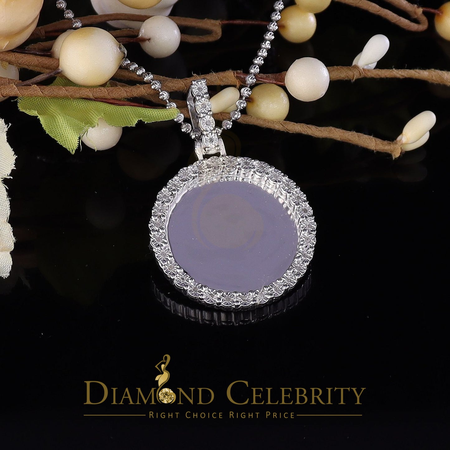 DiamondCelebritees Real 0.50ct Diamond 925 Sterling Silver 1.25" PICTURE Fashion White Pendant