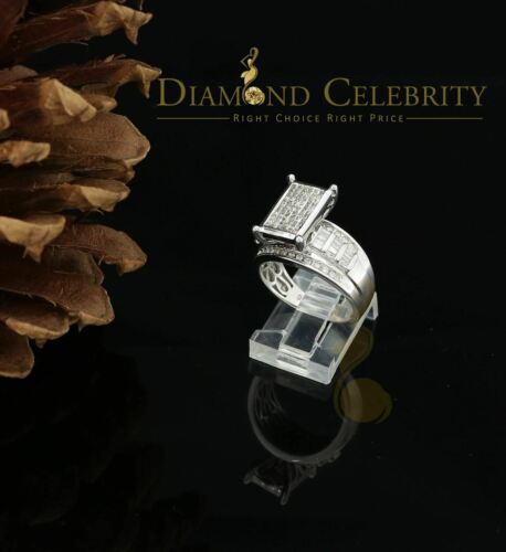 DiamondCelebritees 925 Sterling Silver with 1.00ct Real Diamond Womens Engagement White Ring SZ 7.5
