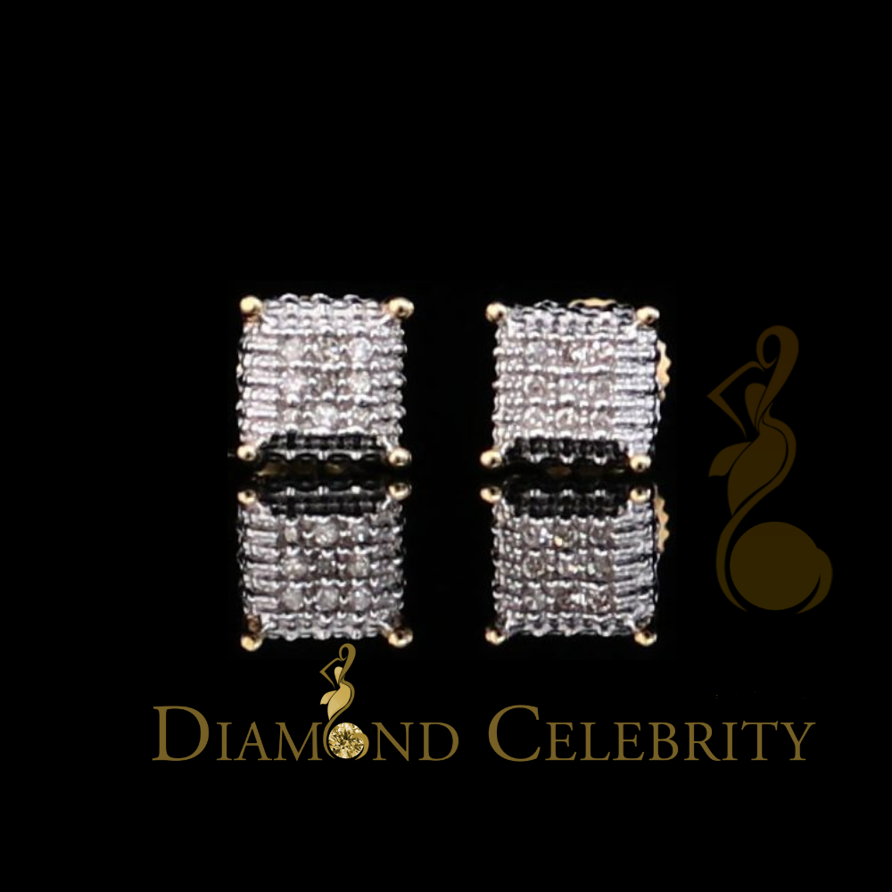 DiamondCelebriteesMen's/Women's 10K Real Yellow Gold with 0.05CT Real Diamond Stud Micro Earring