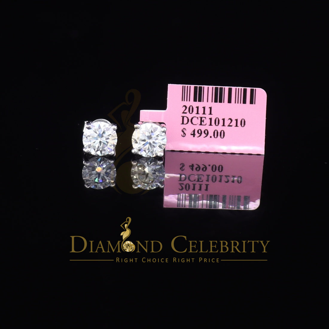 Diamondcelebritees Men's/Women Stud White 925 Silver 2.00ct VVS 'D' Moissanite Stud Stud Earrings