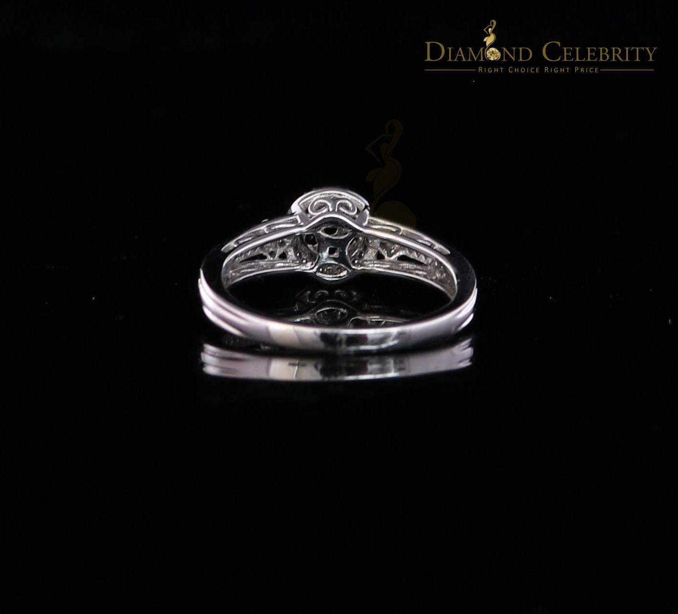 DiamondCelebritees Real 0.30CT Diamond with 10 kt White Gold CLUSTER shape Womens Ring Size 6.5