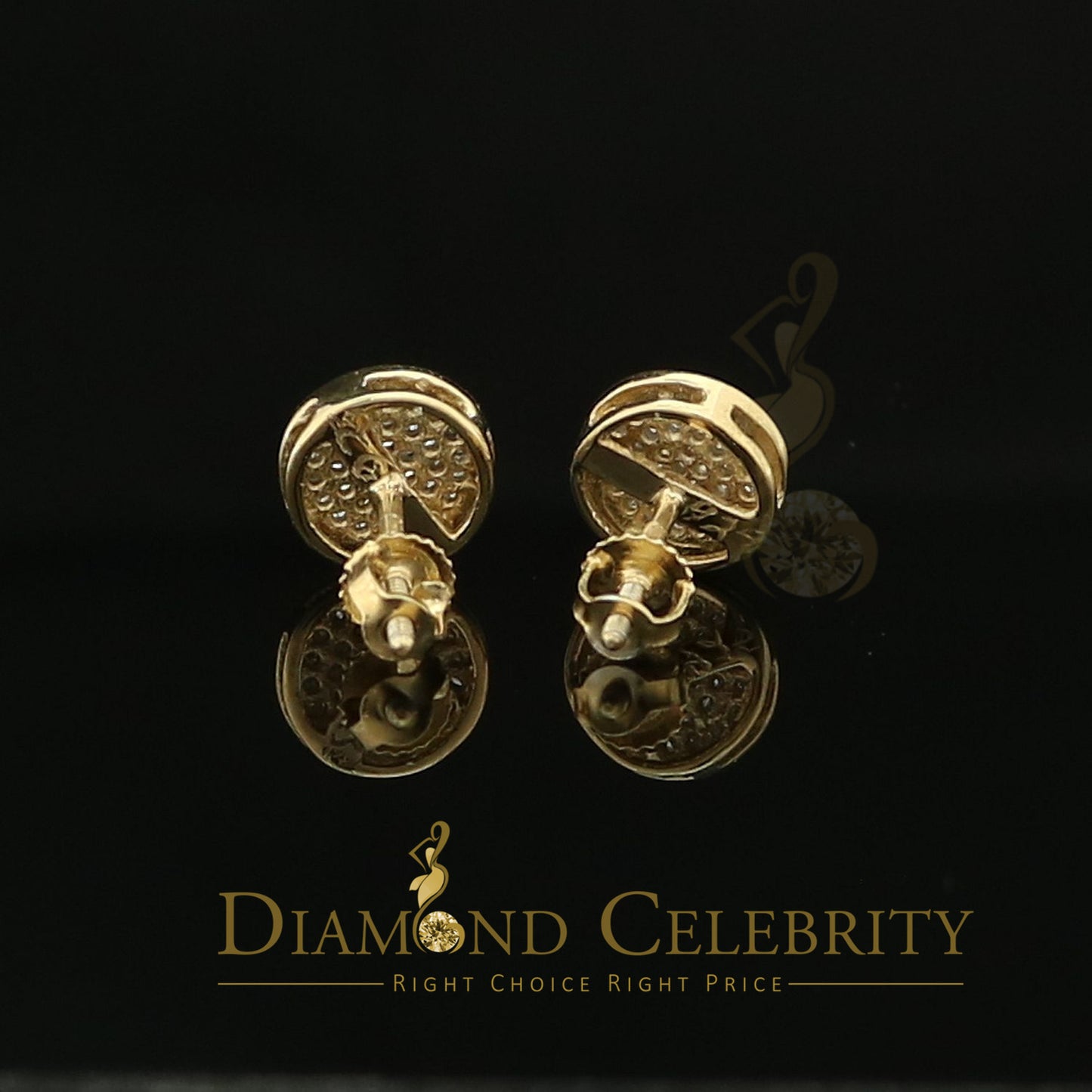 DiamondCelebritees 925 Yellow Silver Hip Hop 0.15ct Diamond For Men's & Women's Round Stud Earrings