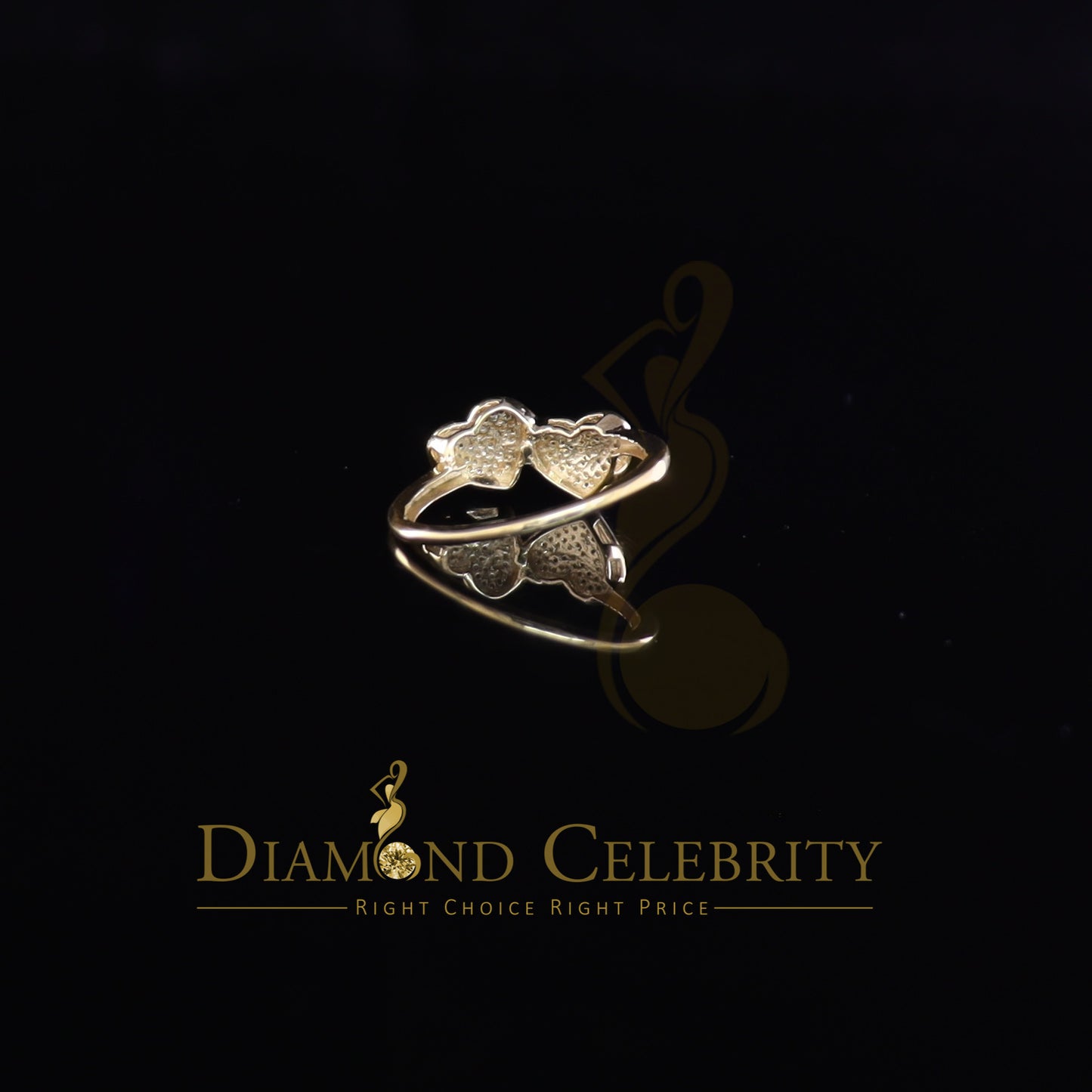 DiamondCelebritees Real Diamond 0.40 CT 925 Sterling SilverYellow Heart Shape Womens Ring Size7