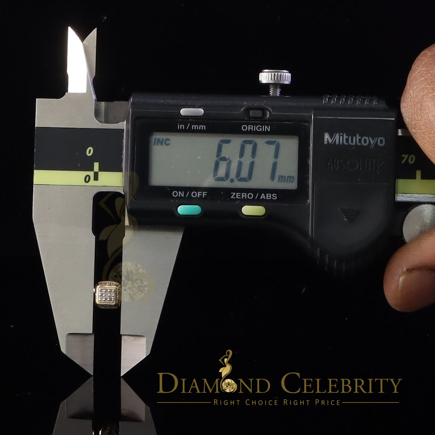 DiamondCelebritees 0.05ct Diamond Square Earrings For Women Yellow 925 Sterling Silver Stud For Men