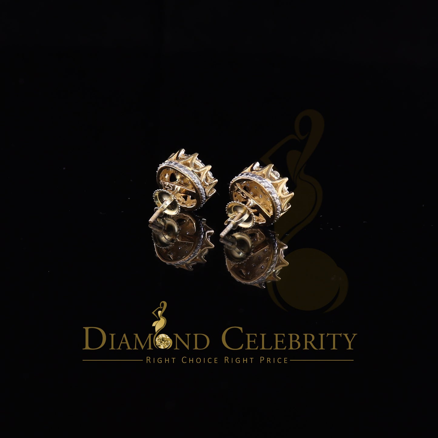 DiamondCelebritees Hip Hop Yellow 925 Silver 2.04ct Cubic Zirconia Women's & Men's Floral Earrings