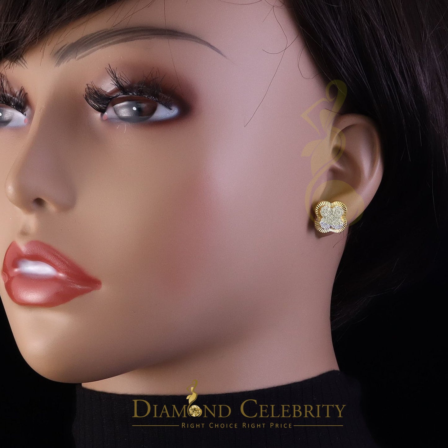 DiamondCelebritees 1.00 ct VVS 'D' Moissanite Mens/Womens 925 Silver Yellow Stud Earrings