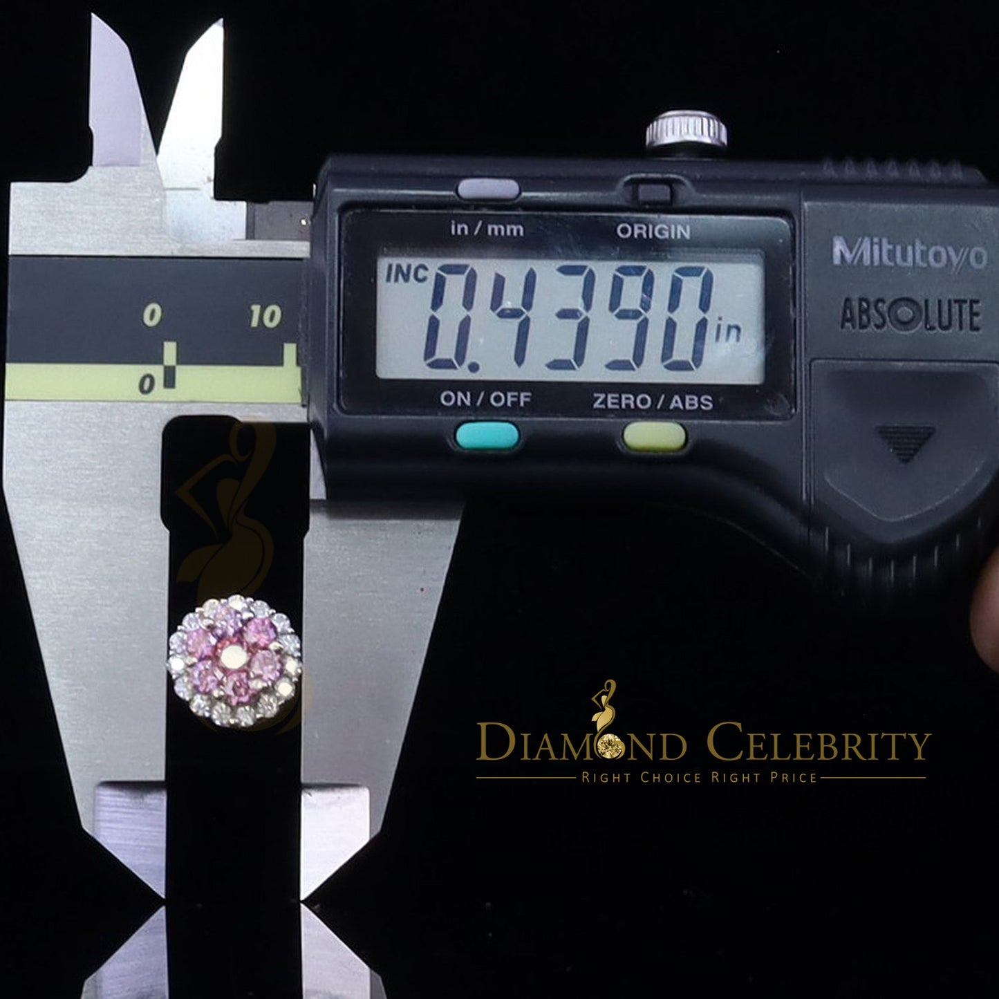 Diamondcelebritees 925 Silver White 2.00ct VVS 'D' Pink Moissanite Round Mens/Women's Stud Earrings