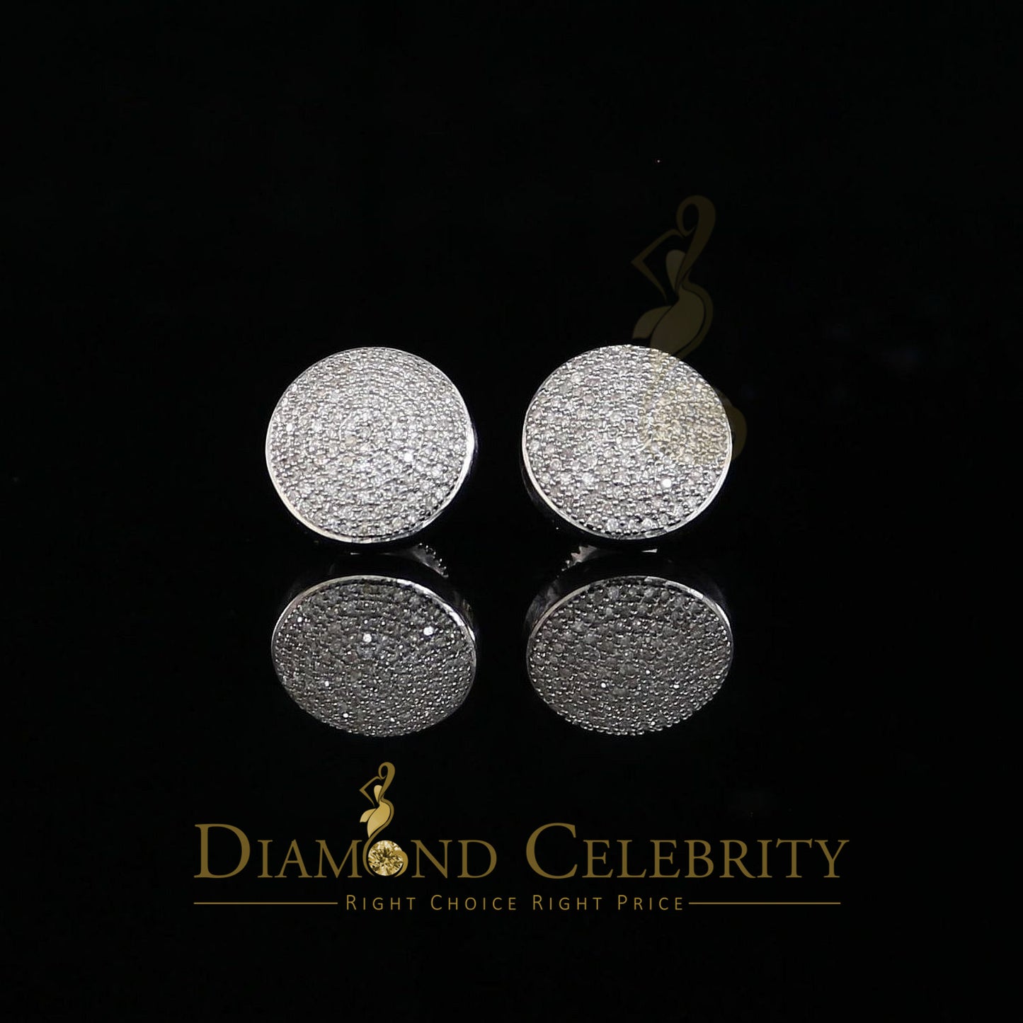 DiamondCelebritees 925 Sterling Silver White Hip Hop 0.66ct Diamond Men's/ Women's Stud Earrings