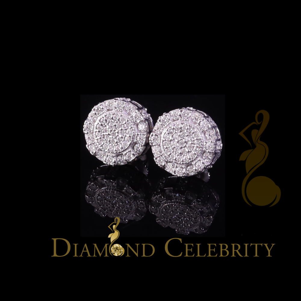 Diamondcelebritees Round Stud Earrings Men's/Womens 925 Silver White 0.50ct VVS 'D' Moissanite