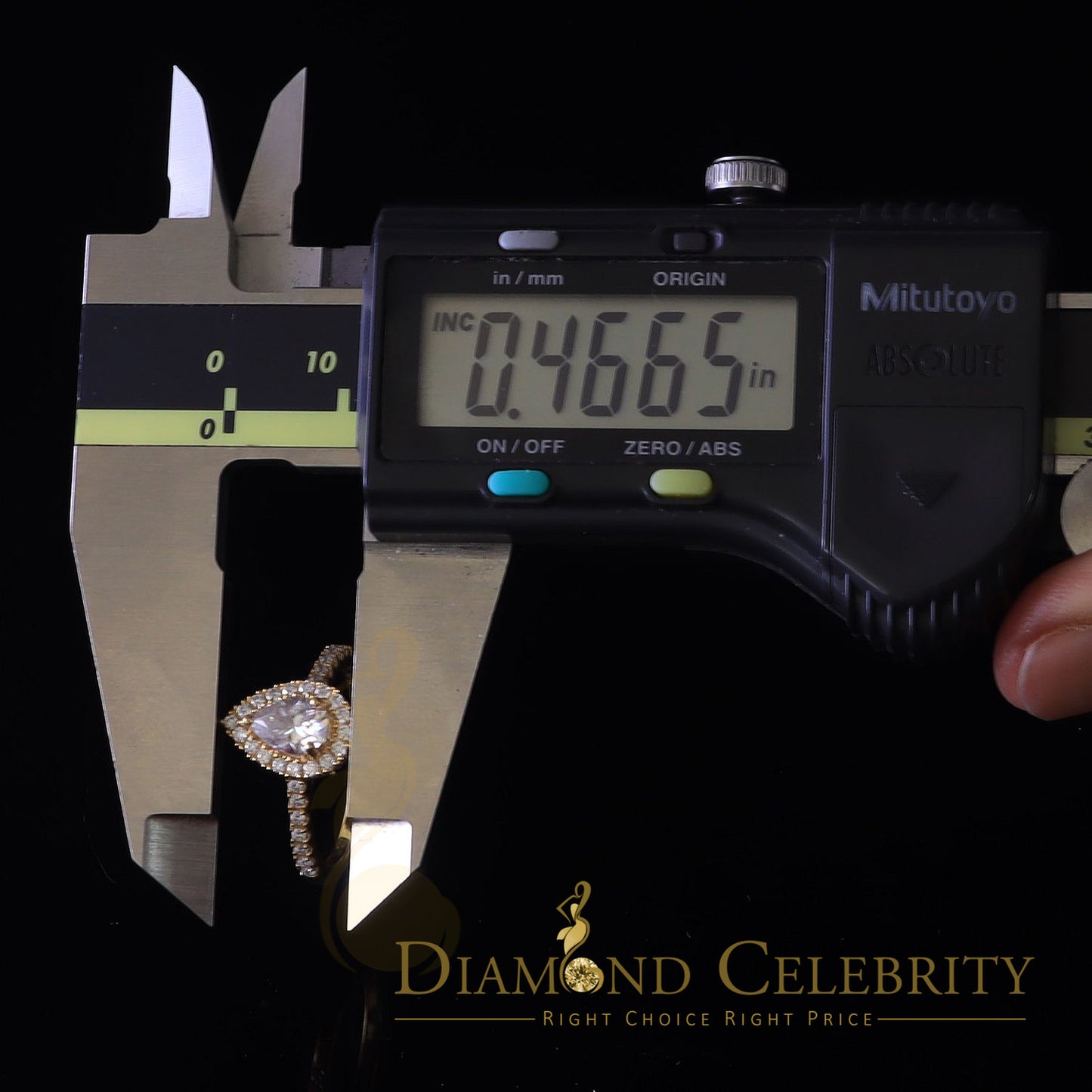 King Of Blings 10K Yellow Gold 1.50CT 'VVS' 'FL' D clr Pear Cut Moissonite Womens Ring Size 7