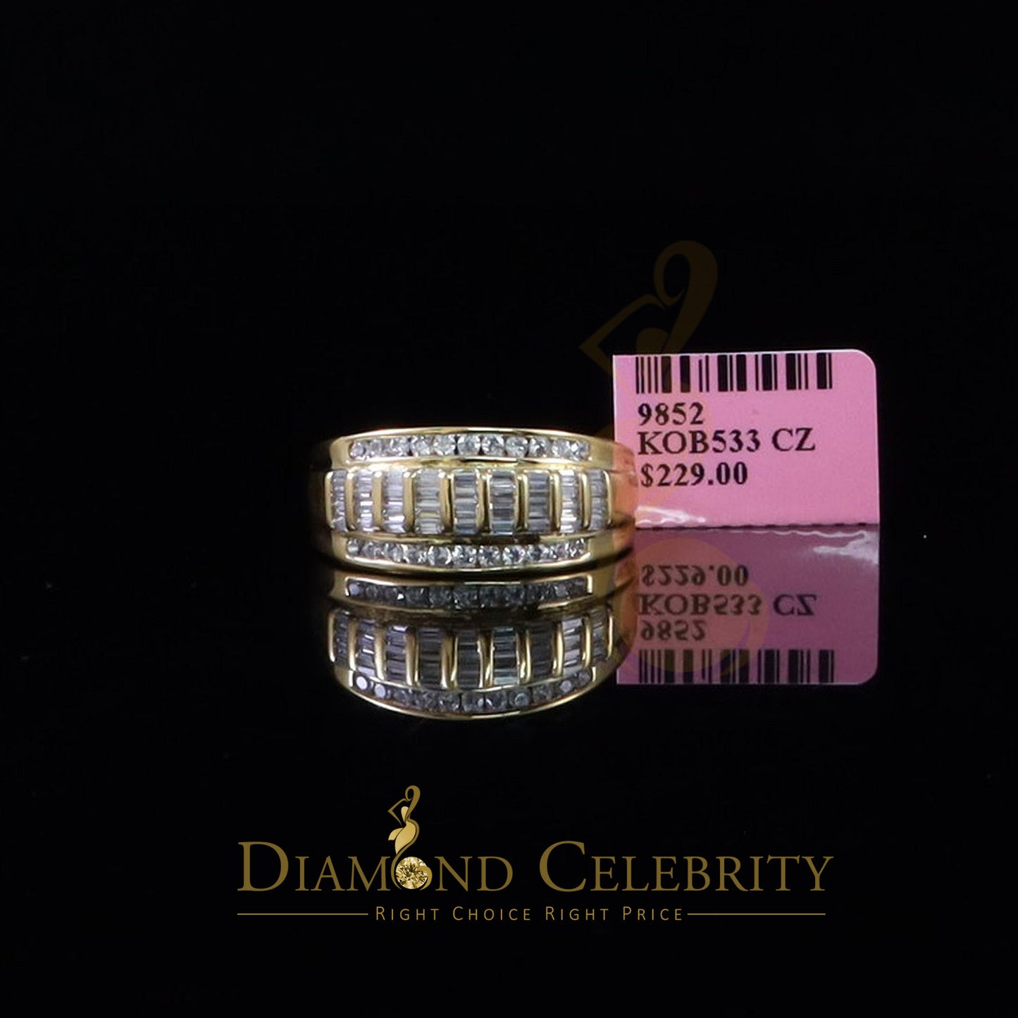 DiamondCelebritees 925 Sterling Silver Yellow 1.75ct Cubic Zirconia Women's/Men's Ring Size 10