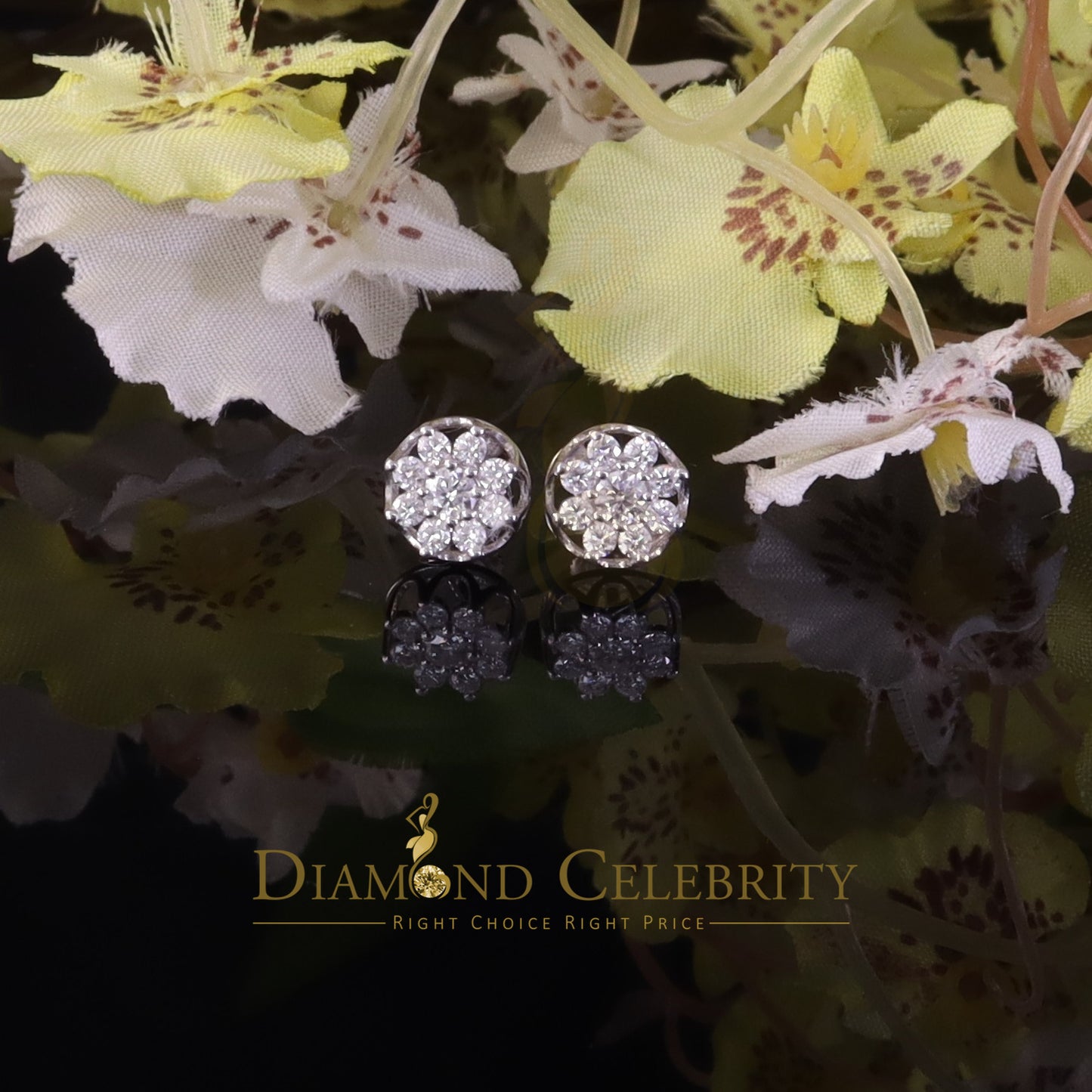 Diamondcelebritees Men's & Womens 925 Silver White 0.75ct VVS 'D' Moissanite Round Stud Earrings
