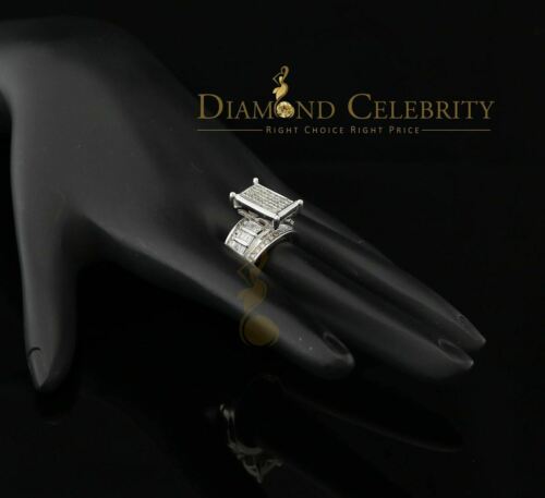 DiamondCelebritees 925 Sterling Silver with 1.00ct Real Diamond Womens Engagement White Ring SZ 7.5