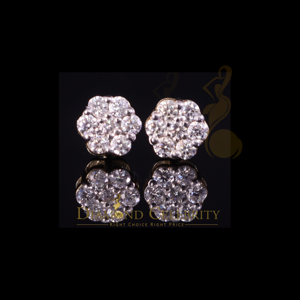 DiamondCelebritees Men's/Womens 925 Silver Yellow 0.25ct VVS 'D' Moissanite Floral Stud Earrings