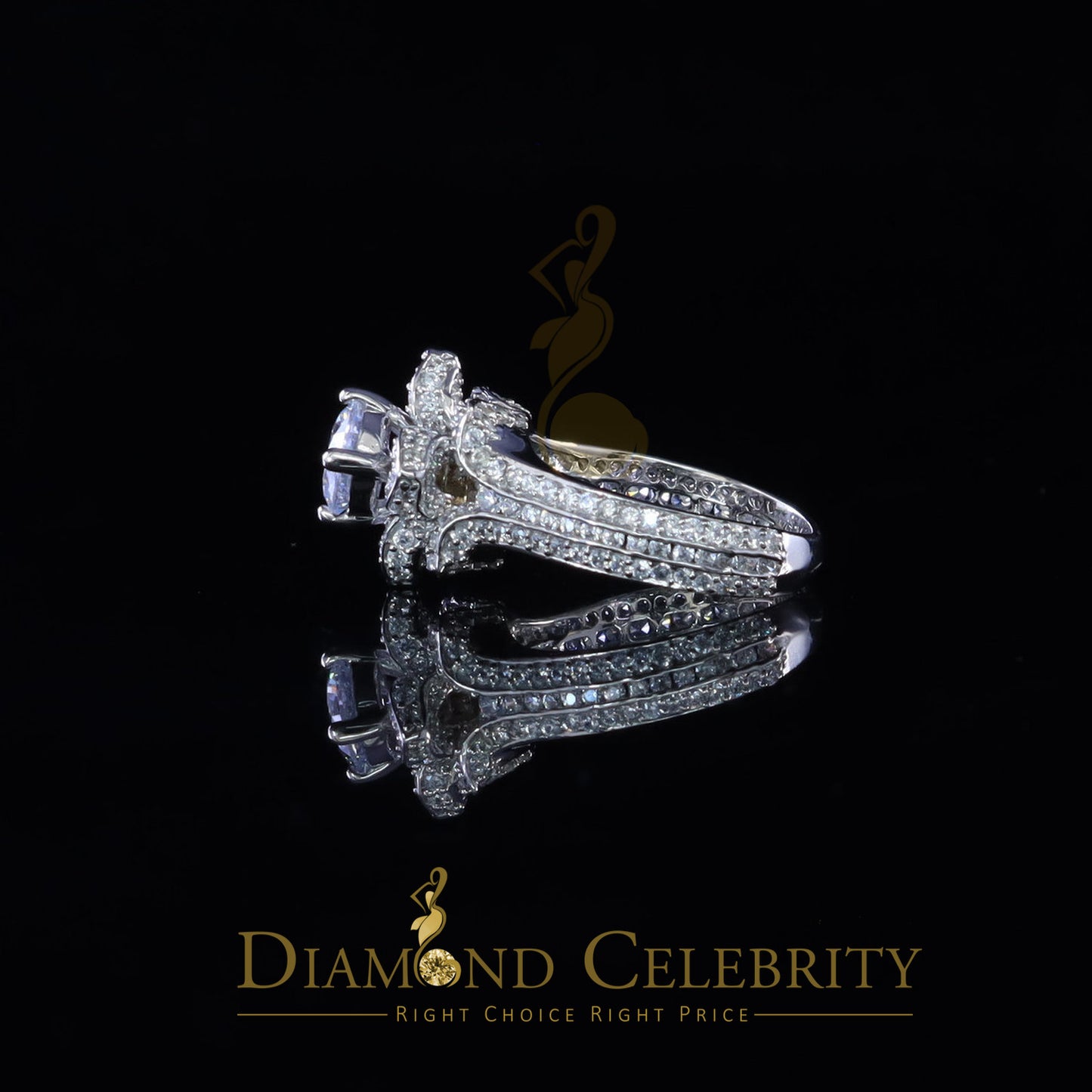 DiamondCelebritees White 6.00ct Cubic Zirconia 925 Silver Floral Engagement Womens Ring Size 7