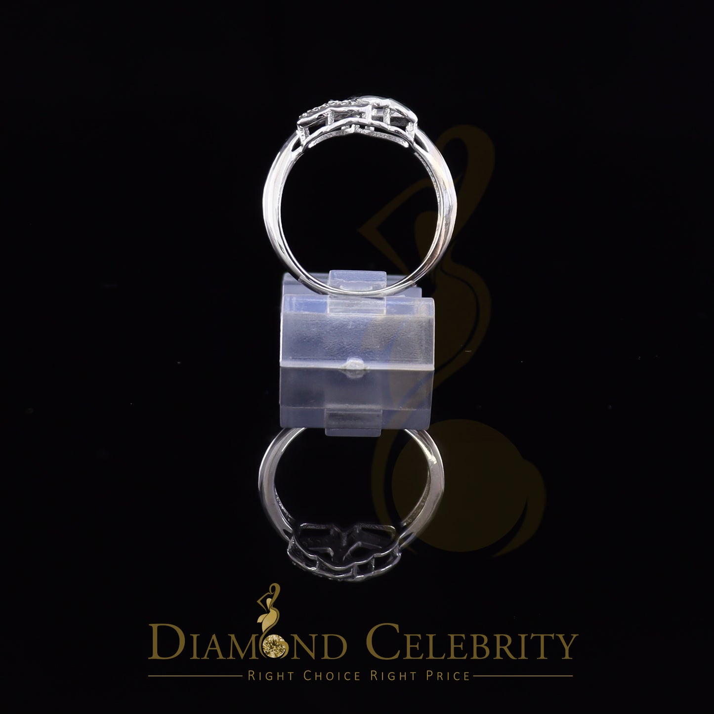 DiamondCelebritees 0.07 CT Real Diamond Womens 925 Sterling White Silver Shine Heart Ring Size 7