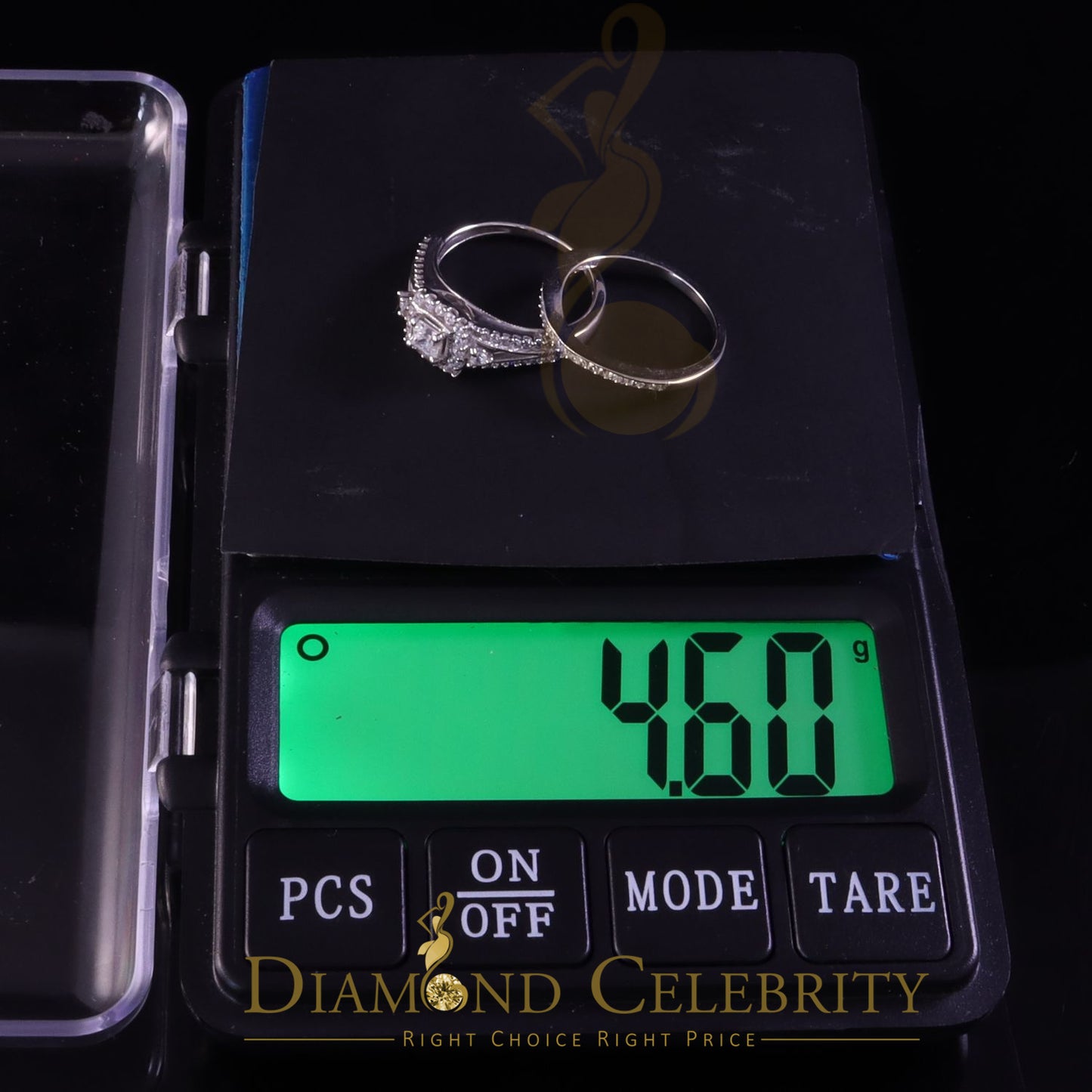 DiamondCelebritees 1.75ct Cubic Zirconia White Sterling Silver Men's/ Women 2PC Bridal Rings Size 7