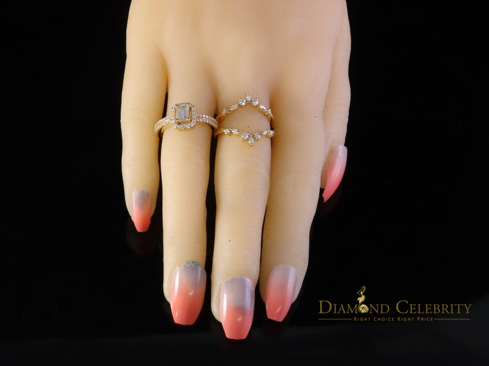 DiamondCelebritees Solitaire Enhancer Guard Wrap Ring Insert 2CT Moissanite 925 Silver Yellow SZ 7