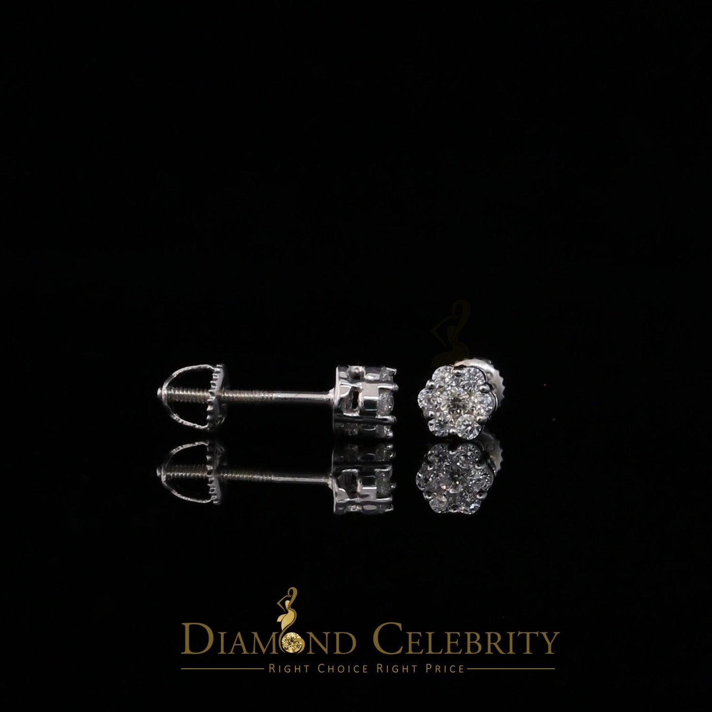 DiamondCelebritees 925 White Silver Sterling Hip Hop 1.14ct Cubic Zirconia Floral Women's Earrings