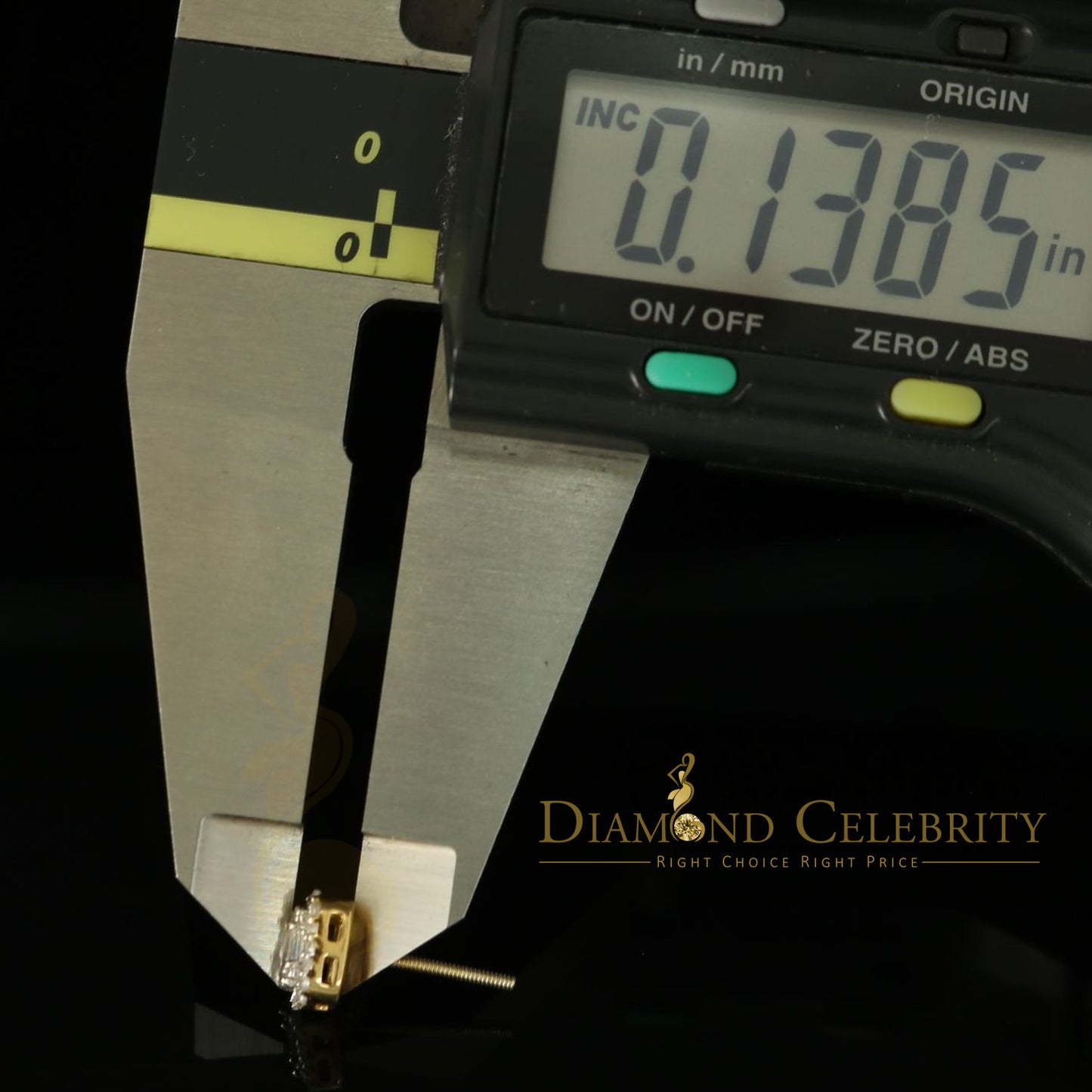 DiamondCelebritees 925 Yellow Silver 0.64ct Cubic Zirconia Women's & Men's Hip Hop Square Earrings