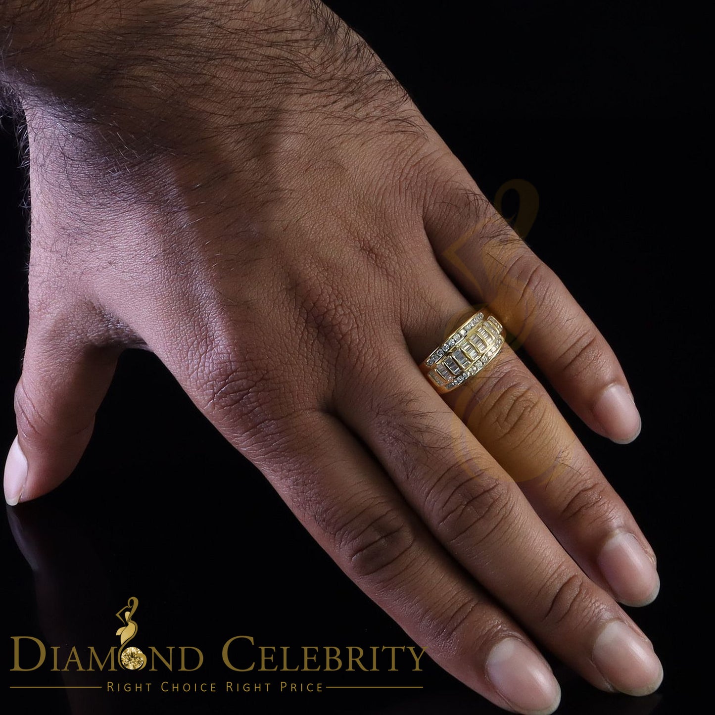 DiamondCelebritees 925 Sterling Silver Yellow 1.75ct Cubic Zirconia Women's/Men's Ring Size 10