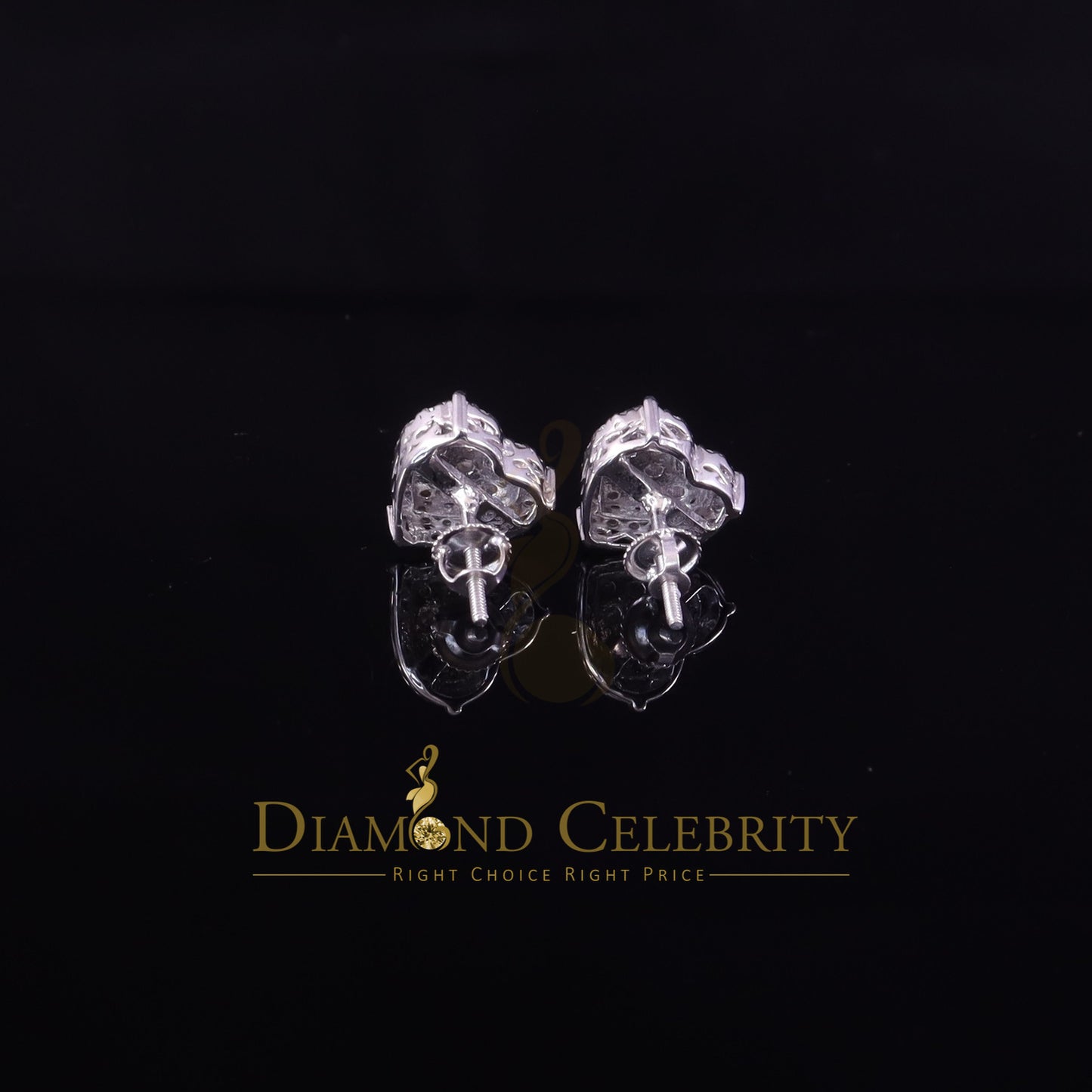 Diamondcelebritees Men's/Womens 925 Silver White 1.00ct VVS 'D' Moissanite Heart Stud Earrings