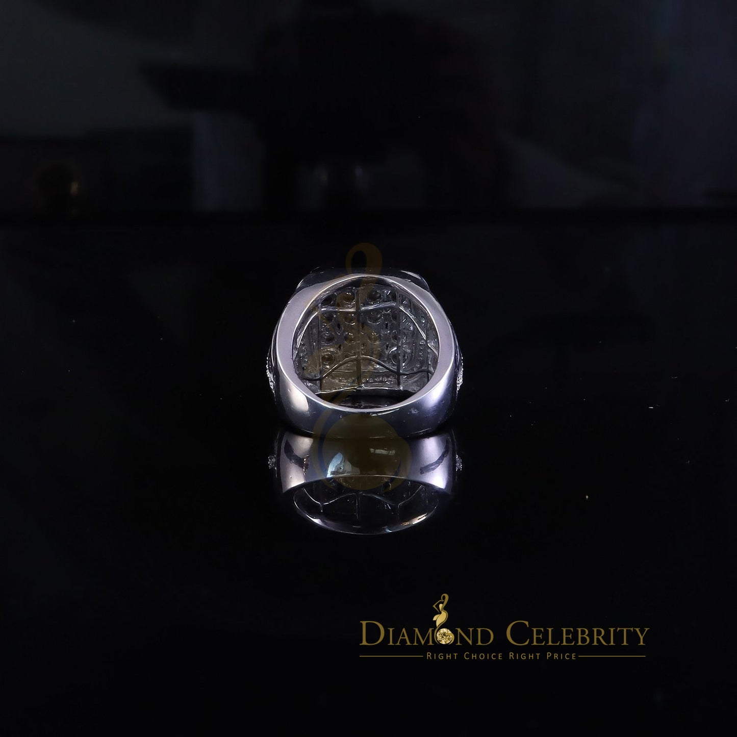 DiamondCelebritees Trendy Big Mirage set Real Diamond 0.50ct White Silver Square Mens Ring Size 10