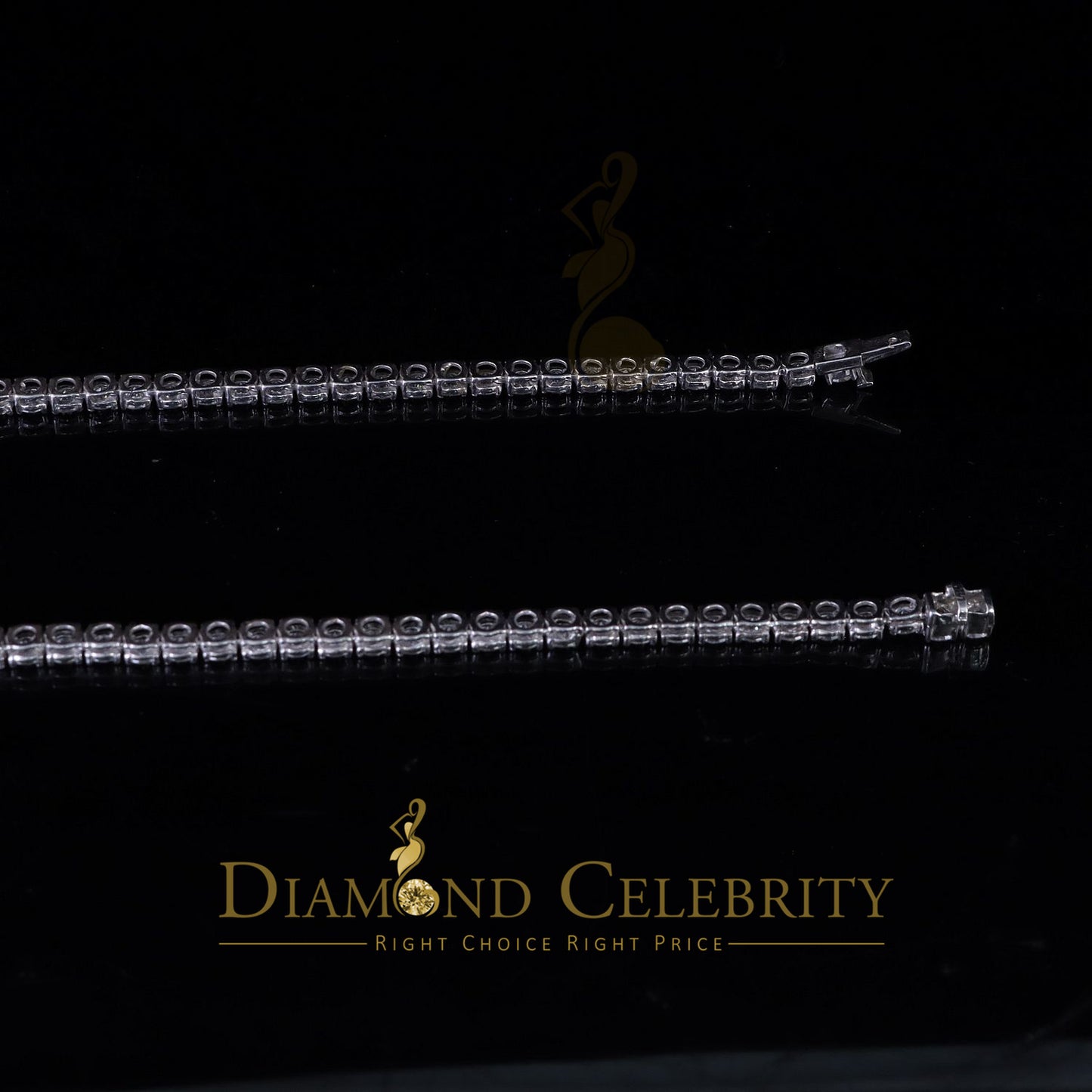 DiamondCelebritees Tennis Necklace 925 Silver White Moissanite size 20 inch & Width 5.2mm