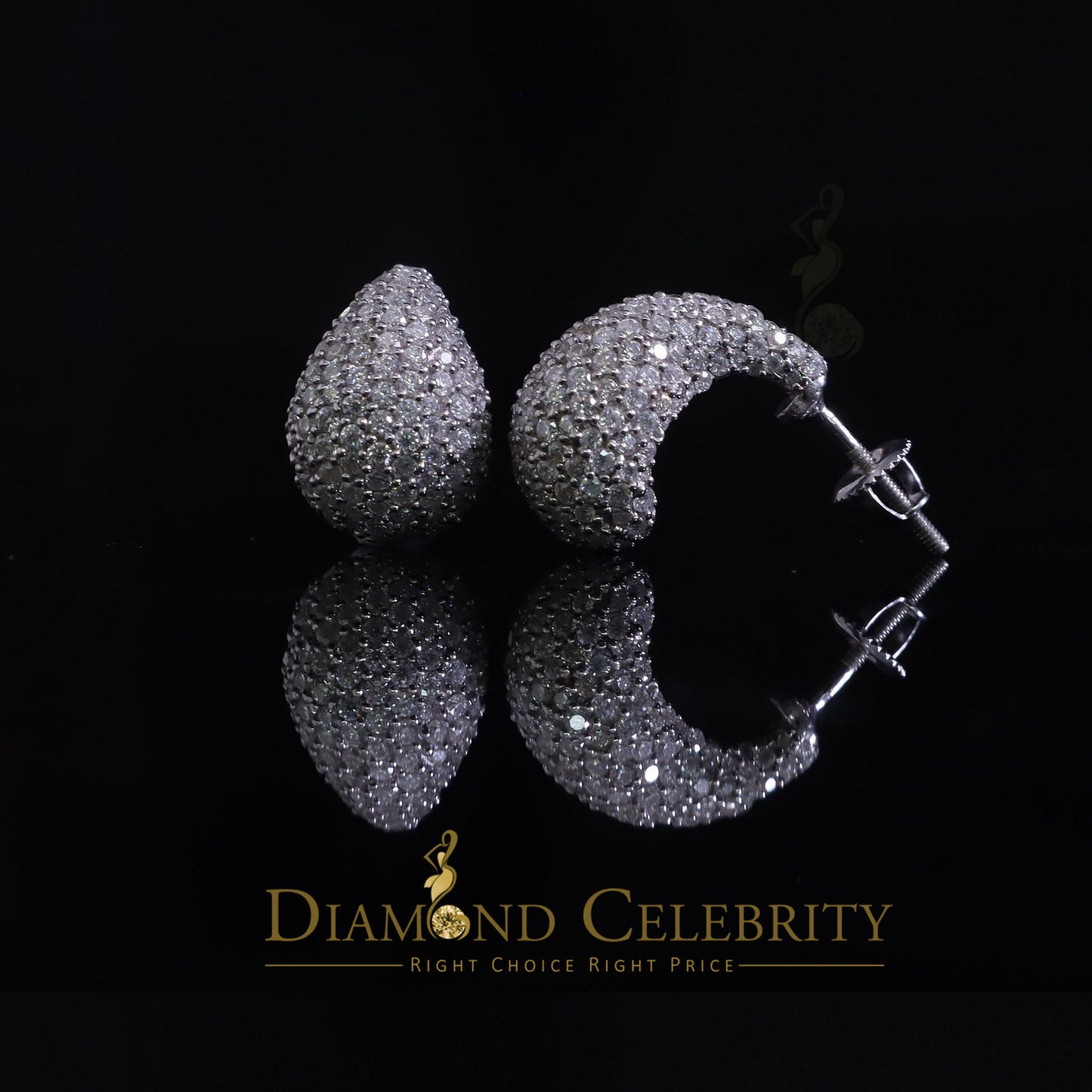 Diamondcelebritees New Fashionable 4CT VVS D Moissanite Womens 925 White Silver Tear Drop Earrings