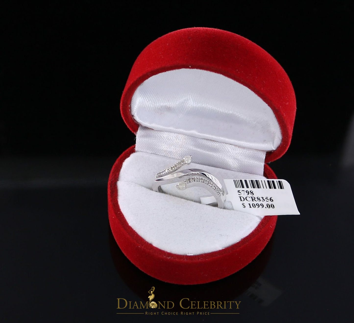 DiamondCelebritees Real 10kt White Gold with 0.12CT Genuine Diamond Flower Womens Ring size 6.5