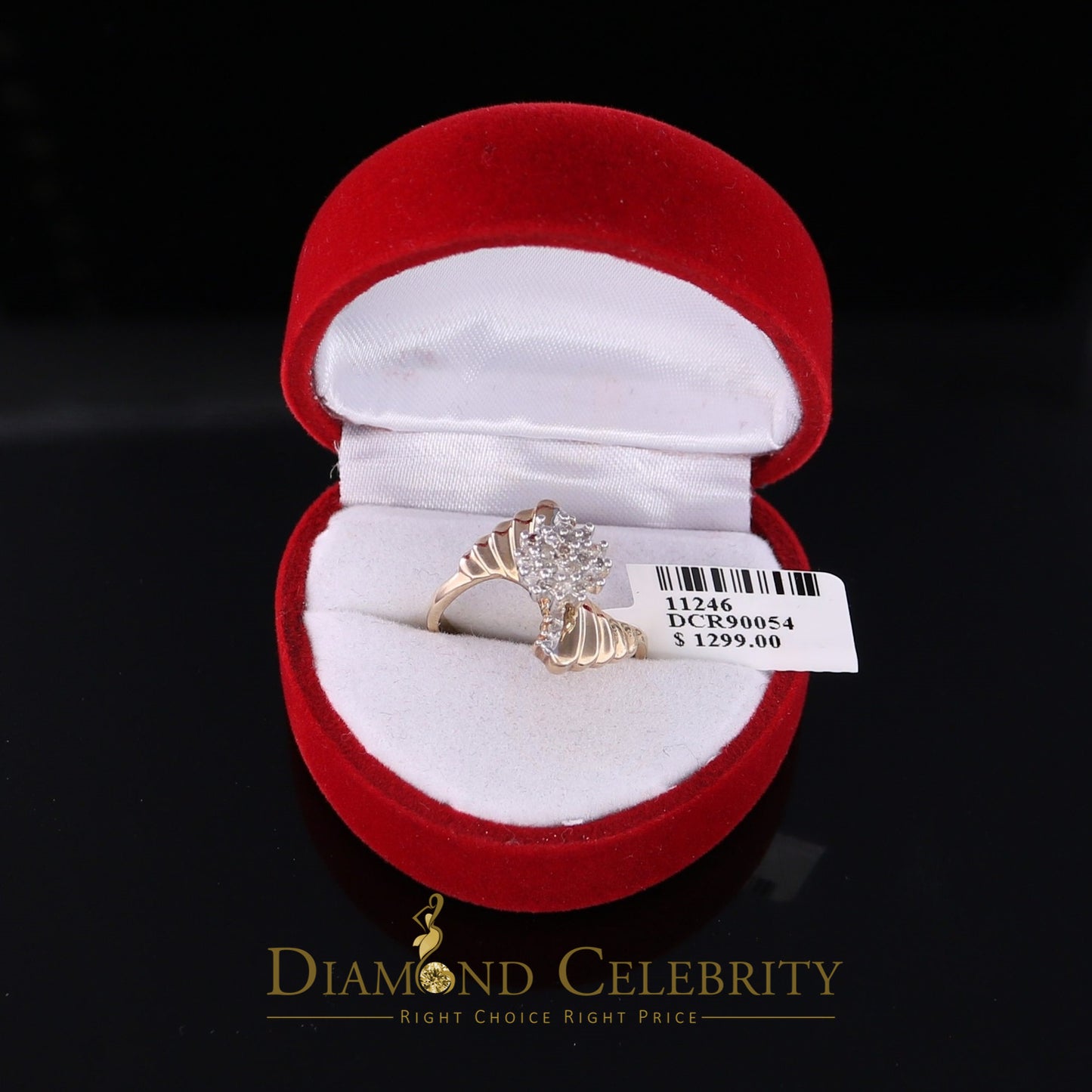 DiamondCelebritees Real 0.25 CT Real Diamond Real 10kt Yellow Gold CLUSTER Shape Womens Ring Size 7