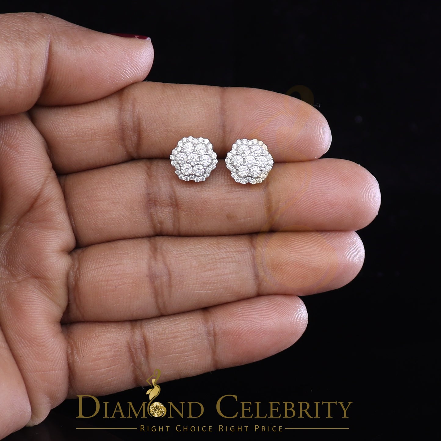 DiamondCelebritees 925 Yellow Silver 1.74ct Cubic Zirconia Flower Earrings For Ladies / Gent's