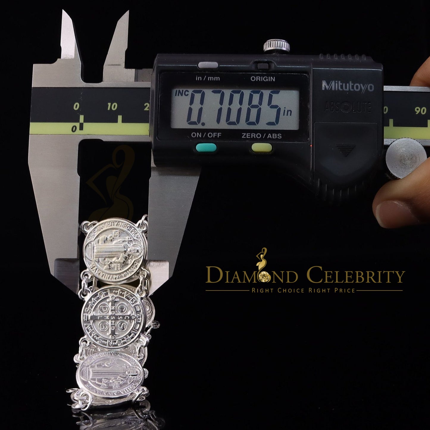 DiamondCelebritees White 925 Sterling Silver Women's St. Benedict Bracelet