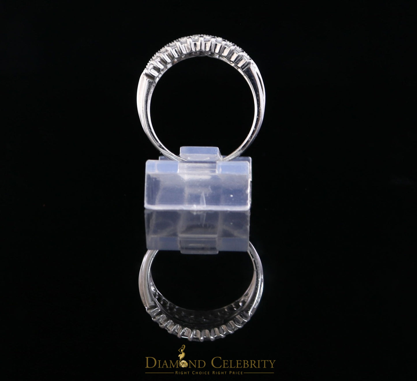 DiamondCelebritees Real 10 kt White Gold with 0.50 CT Genuine Diamond Round Bugget Ring Size 7