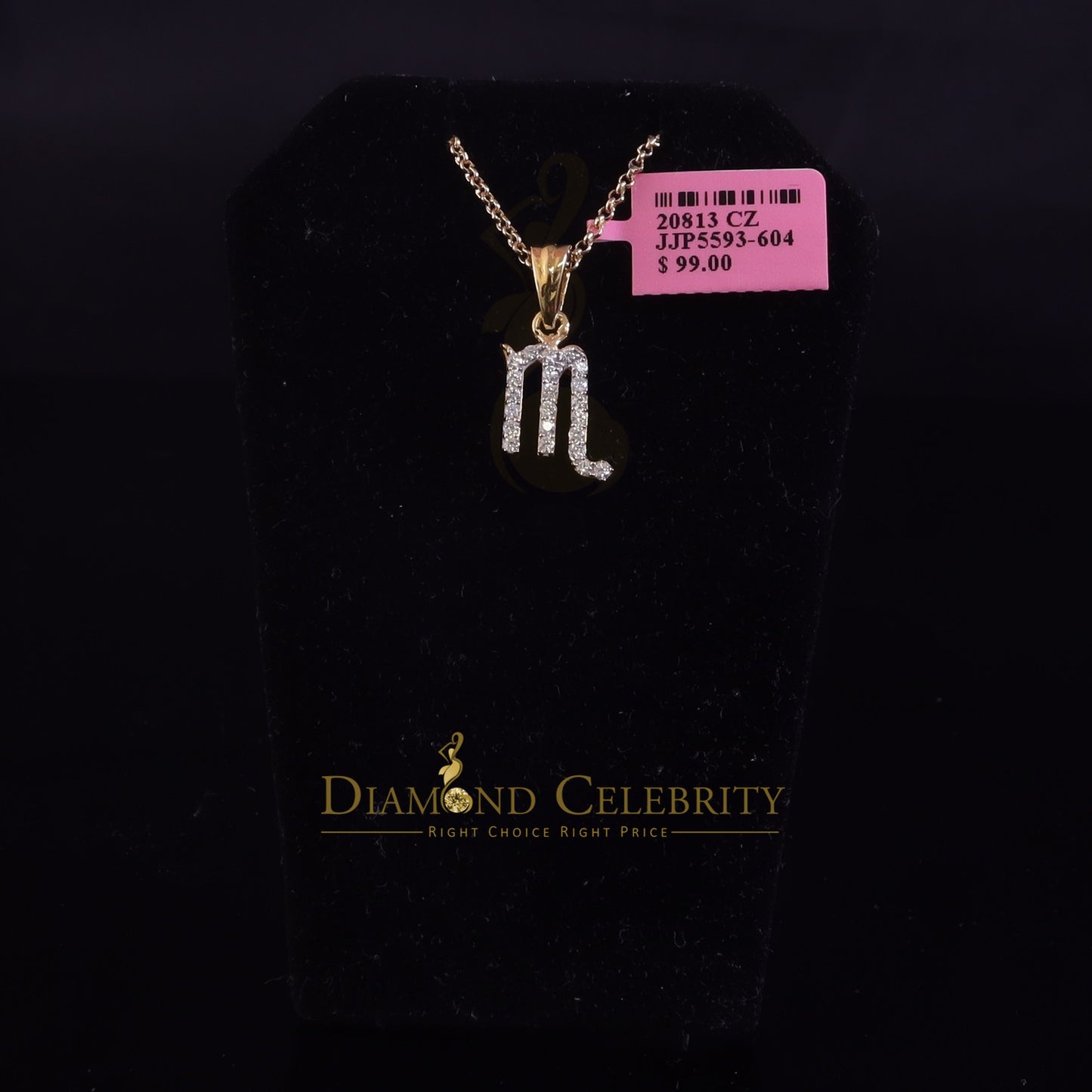 DiamondCelebritees 0.55ct Cubic Zirconia Yellow Silver SCORPION NOVEMBER Month Pendant Men & Women