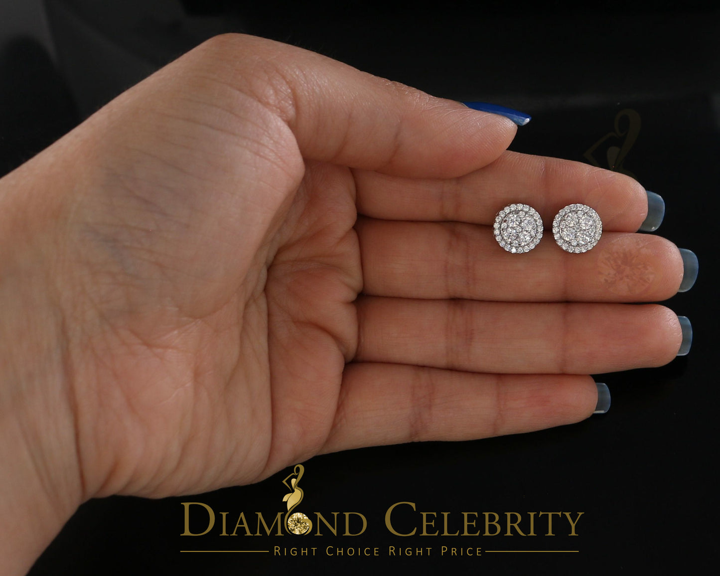 Diamondcelebritees 0.50ct VVS 'D' Moissanite Men's/Womens 925 White Silver Floral Stud Earrings