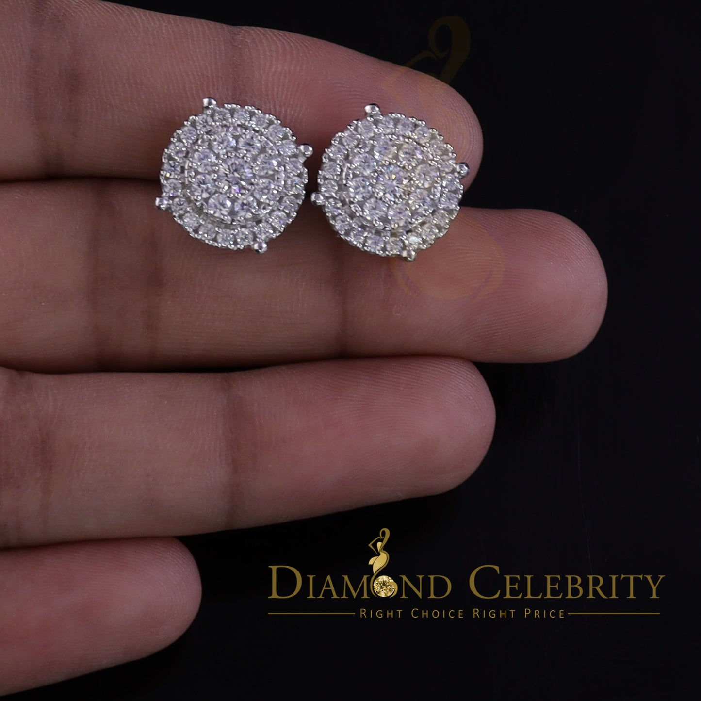 DiamondCelebritees 925 Sterling White Silver 2.82ct Cubic Zirconia Round Women's Stud Earrings