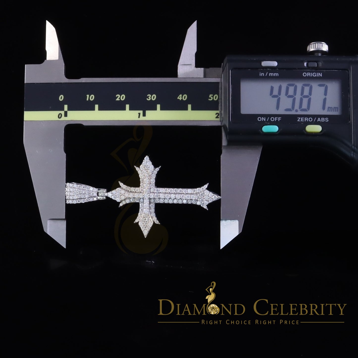 Diamondcelebritees Shiny 2.0ct VVS D Moissanite White Silver Charm Cross Pendant Men's & Women's