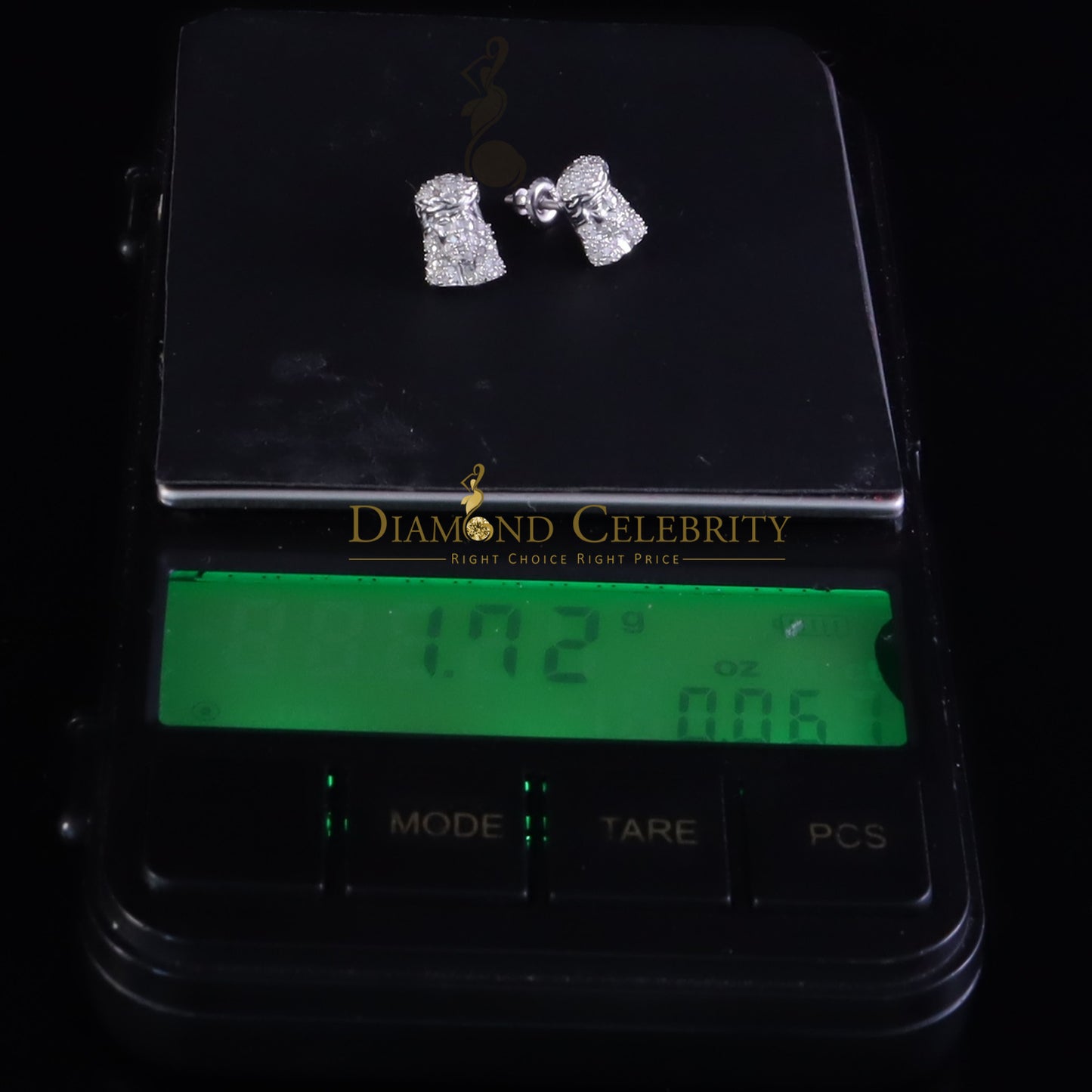 DiamondCelebritees Small 0.25ct Diamond 925 Silver White 6.50MM Men's & Women Jesus Stud Earring