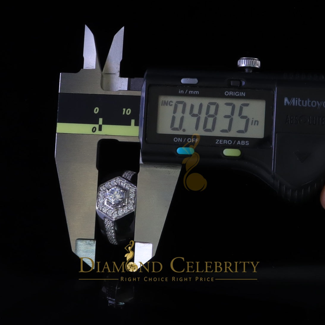 DiamondCelebritees 925 White Sterling Silver Cubic Zirconia 2.44ct Men Adjustable Ring Size 8 to 10