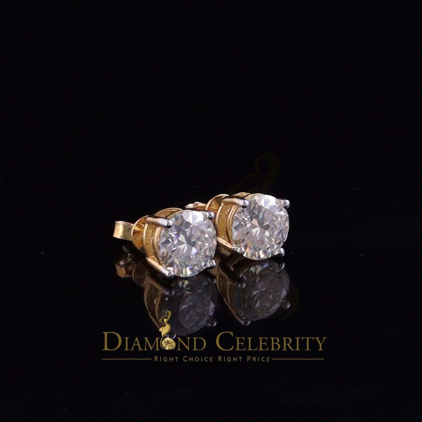 DiamondCelebritees Stud 925 silver Yellow 4.50ct VVS 'D' Color Moissanite Men & Women Earrings
