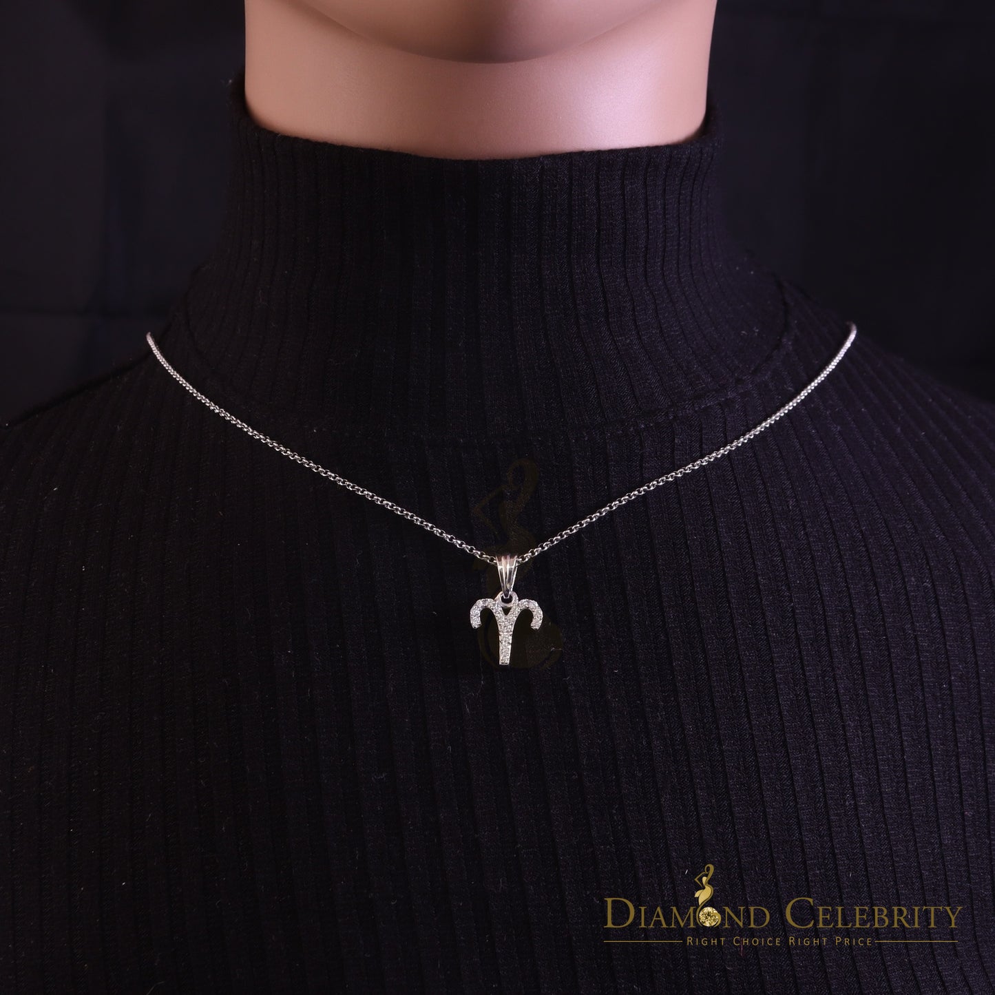 DiamondCelebritees 0.42ct Cubic Zirconia White Silver ARIES-APRIL Month Pendant for Men's & Women's